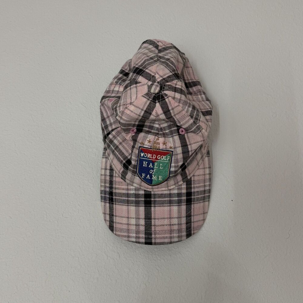 World Golf Hall Of Fame Pukka Hat Womens Pink Plaid One Size 100% Cotton